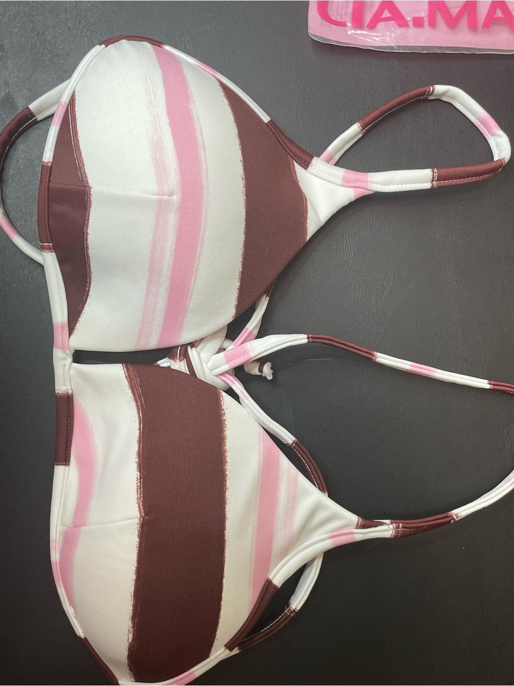 NWT Cia. Marítima Brazilian Beachwear Bikini Top – Stripe – Size Large
